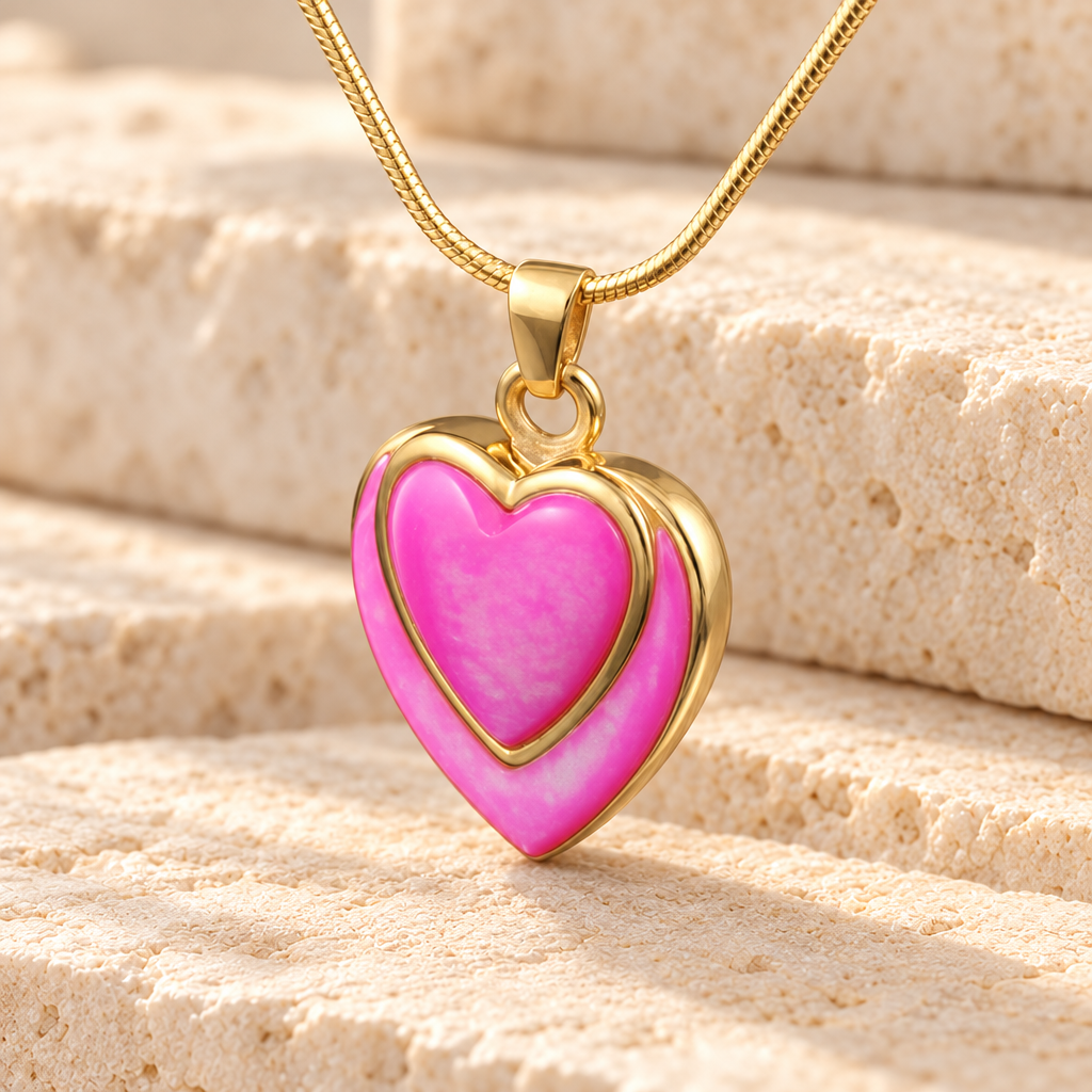 Gold Plated Crimson Heart Remembrance Pendant — main — evr943gv