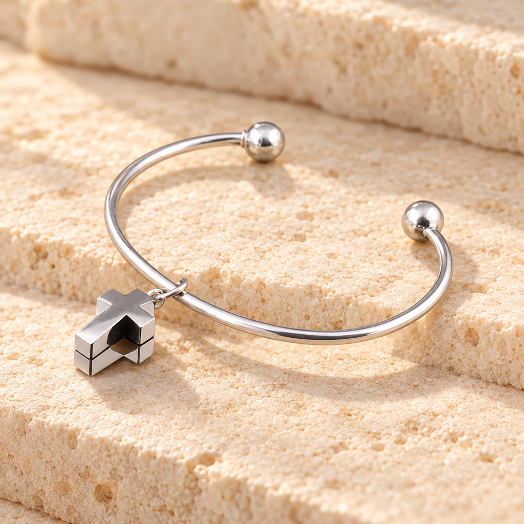 Sterling Silver Small Cross Cremation Bracelet — main — evr6012ss