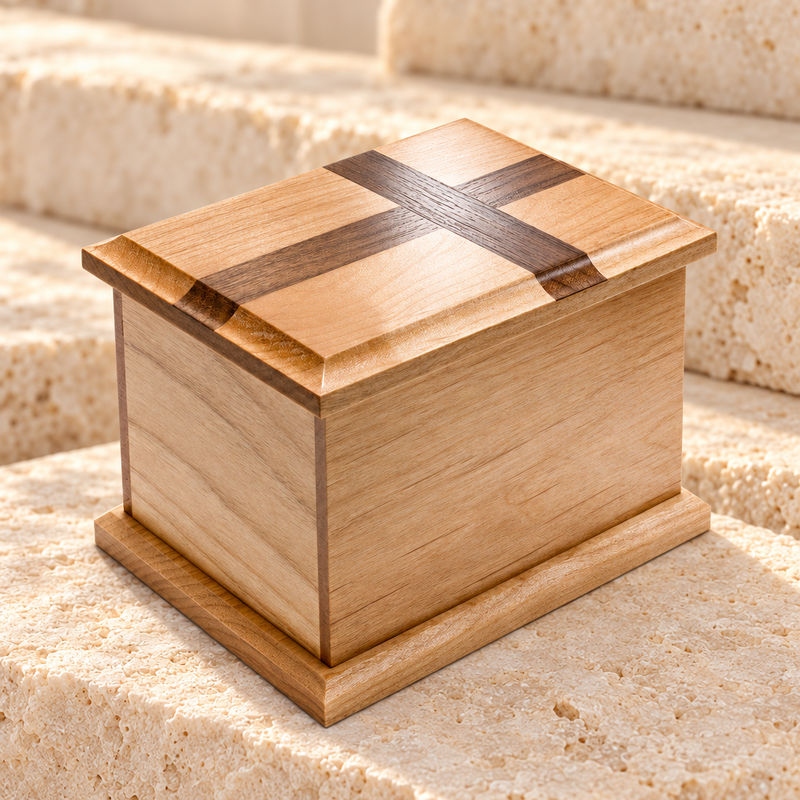 Medium Alder Cremation Urn w/ Walnut Cross