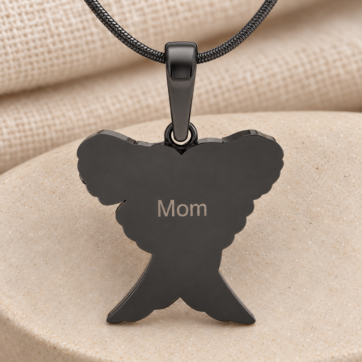 Black In Peace Forever Sealed Urn Pendant — rear engraving — evr6765bfs