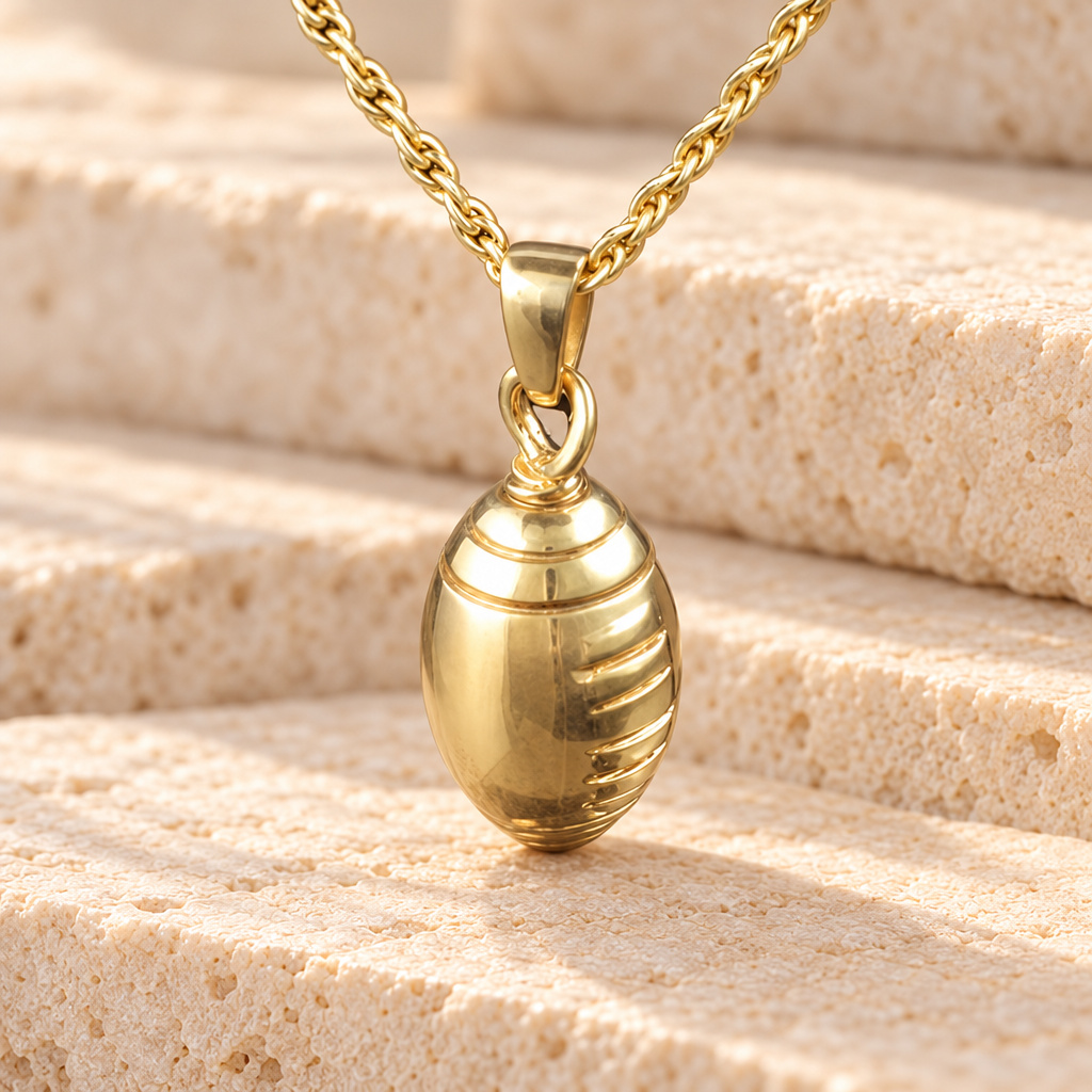Gold Plated Football Funeral Urn — main — evr515gv