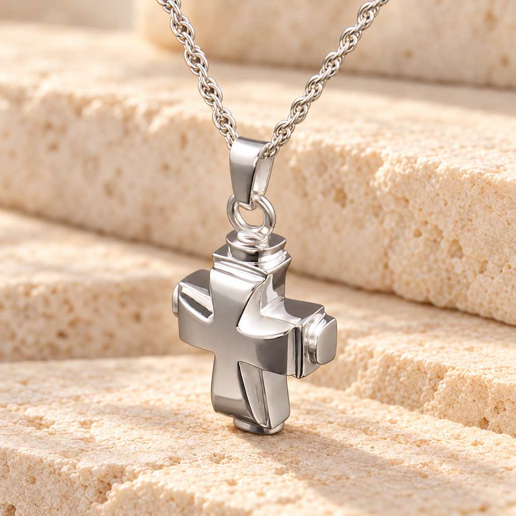 Sterling Silver Classic Cross Cremation Keepsake — main — evr101ss