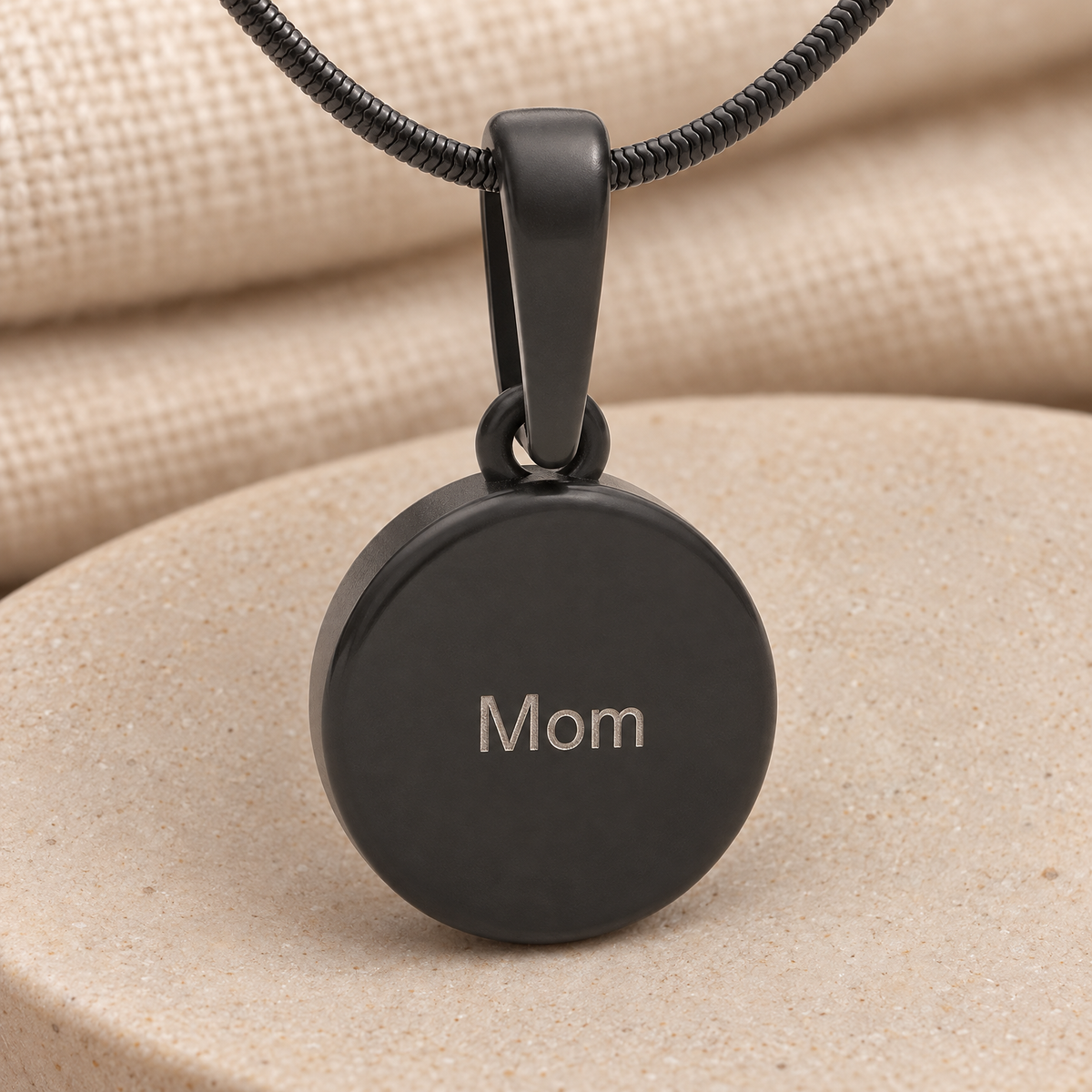 Black Plated Love You To The Moon Forever Sealed Memorial Jewelry — rear engraving — evr20010blfs