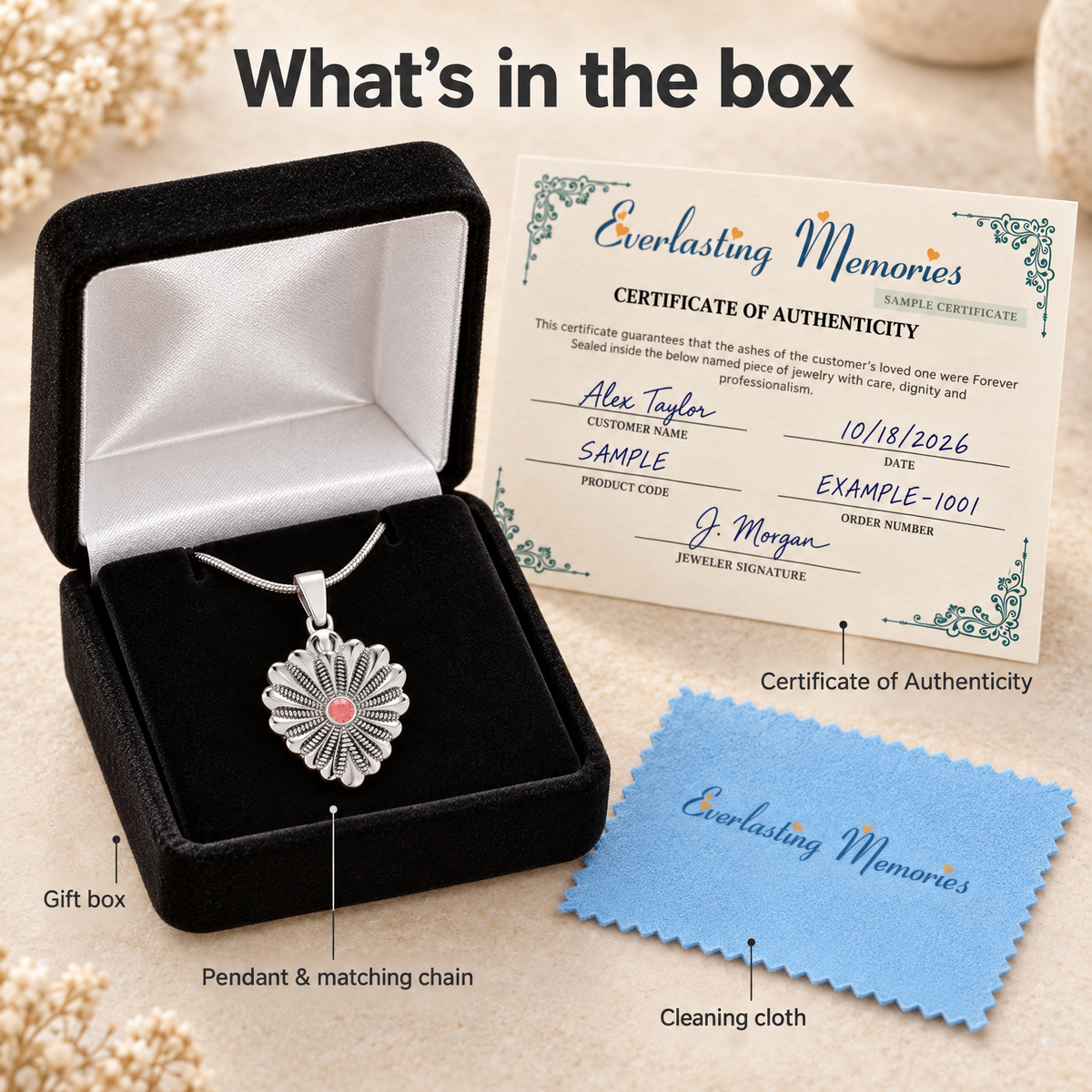 14K White Gold Birthstone Knotted Heart Forever Sealed Memorial Jewelry — whats in box — evr20018wgfs