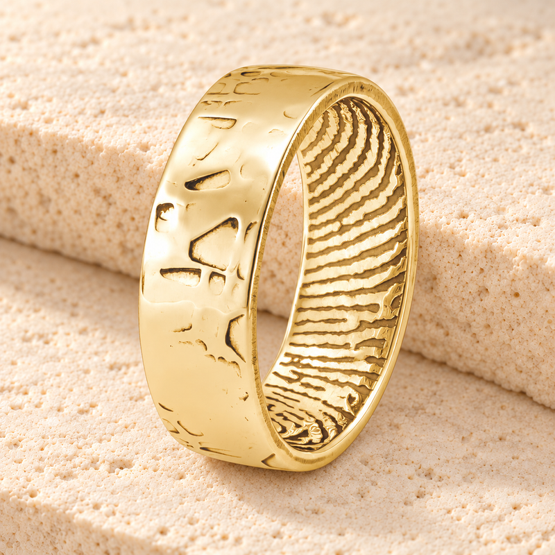 Decorative Solid 14k Gold Women's Fingerprint Ring