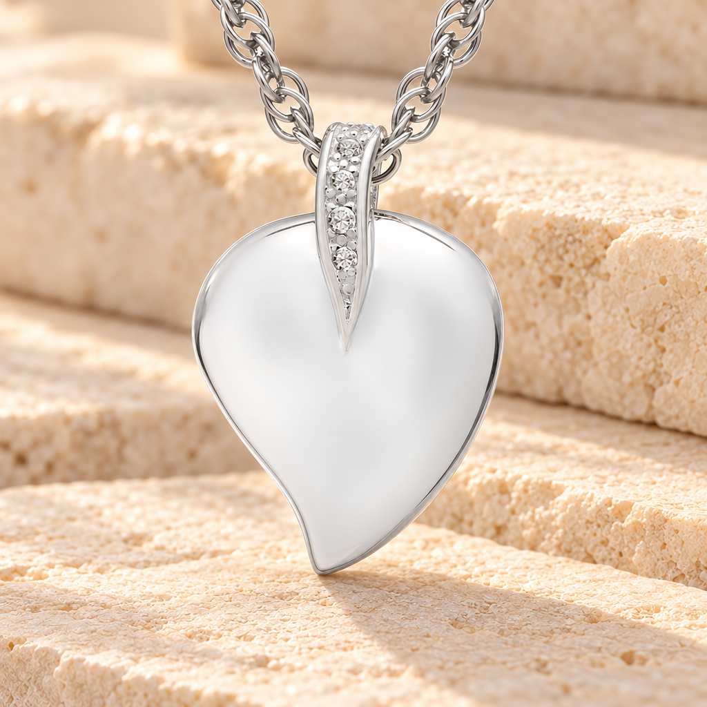 14K White Gold Fire Heart Urn Keepsake — main — evr715wg