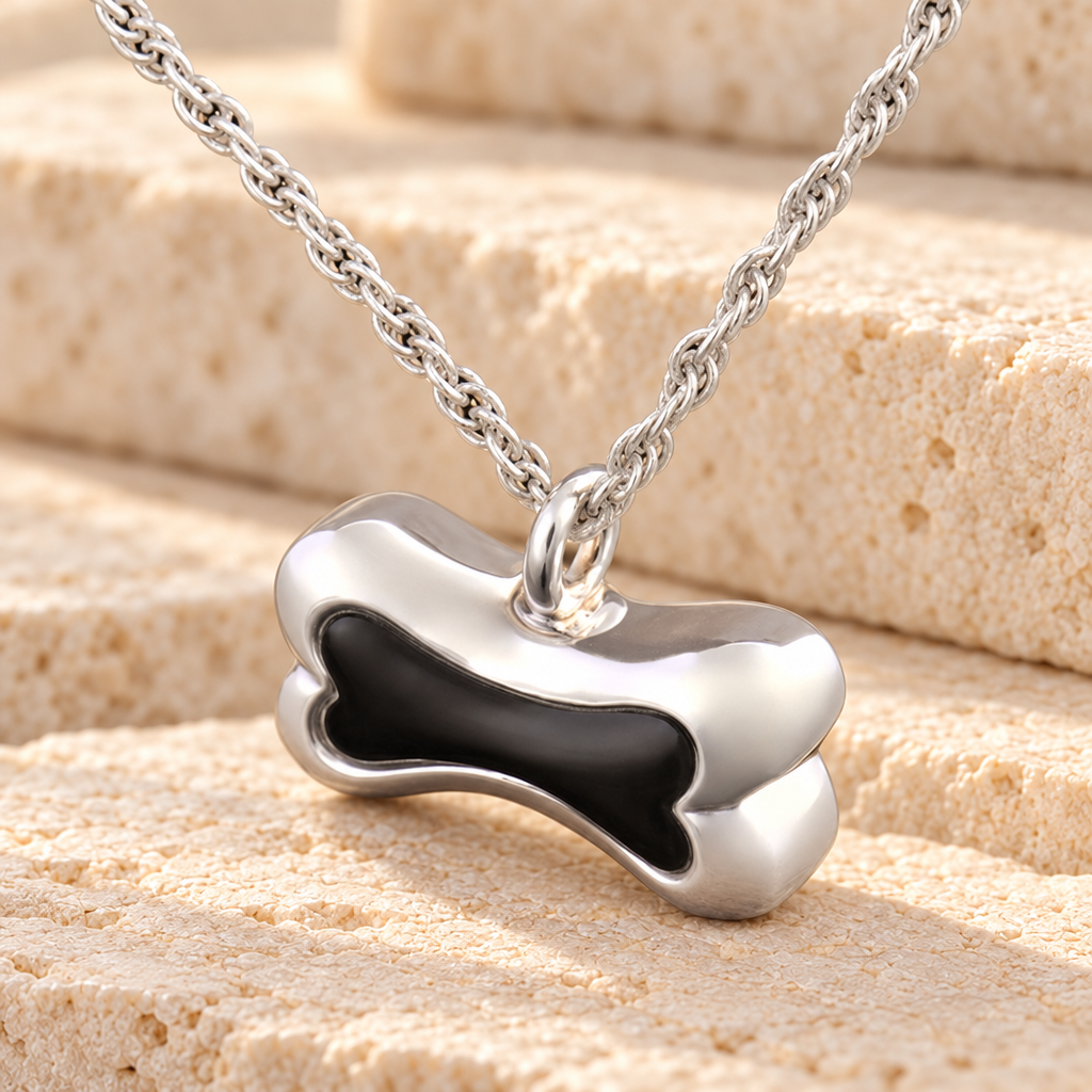 14K White Gold Black Bone Urn Keepsake — main — evr737wg