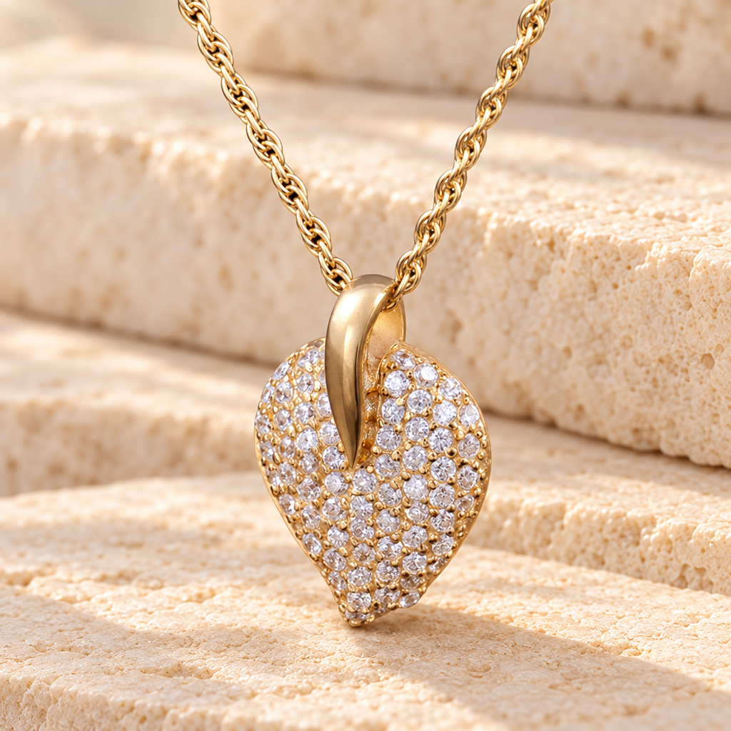 14K Gold Plated Blaze Heart Cremation Keepsake — main — evr744gv