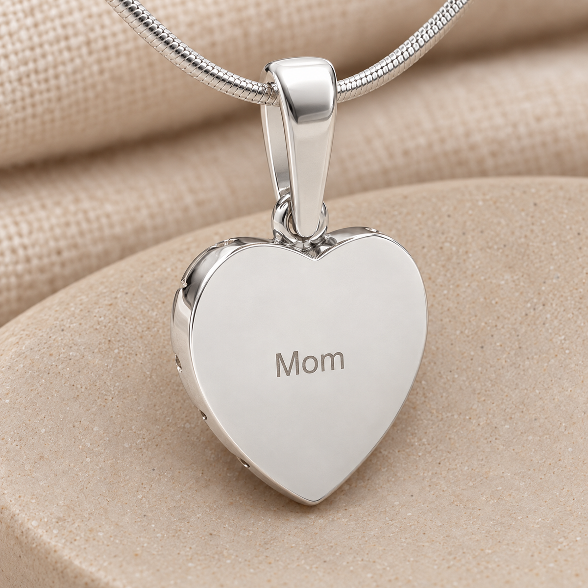 Sterling Silver Scrolled Heart Forever Sealed Memorial Jewelry — rear engraving — evr20044fs