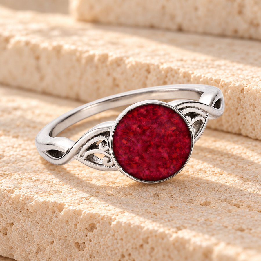 Women's Sterling Silver Katina Ash Ring with Scarlet Pearl Opal