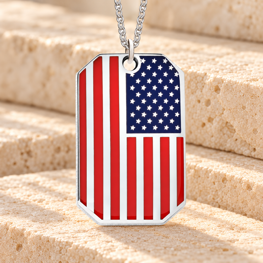 Silver American Flag  Ash Resin Jewelry