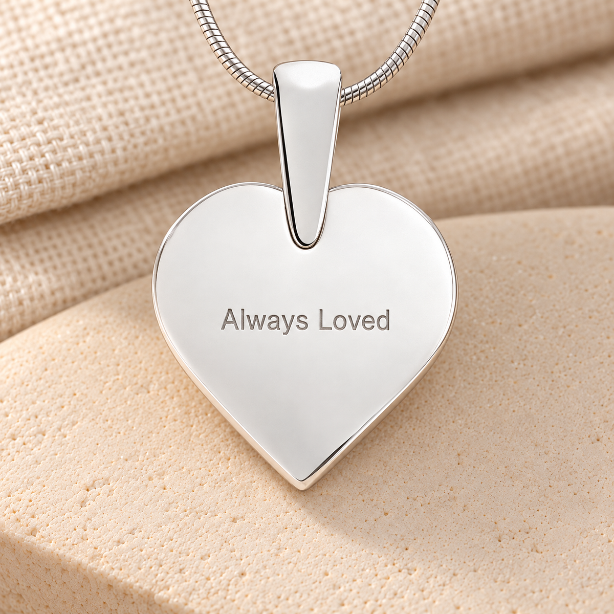 Sterling Silver Classic Heart Fingerprint Necklace — rear engraving — evr4718ss
