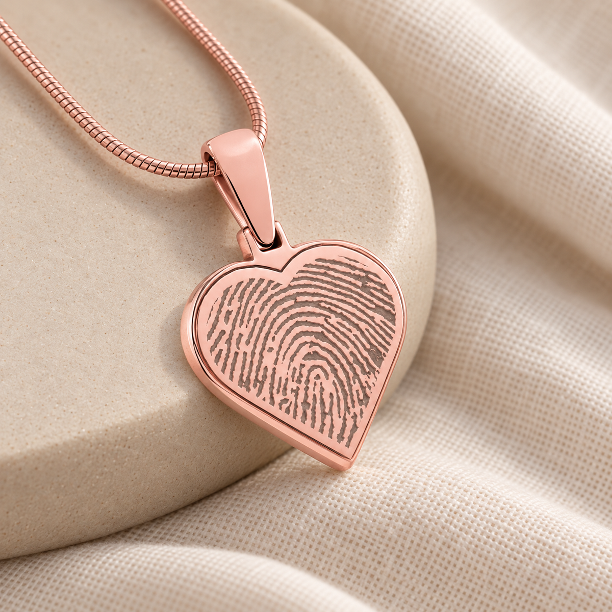 Signature Heart Rose Gold Plated Fingerprint Necklace — alternate view — evr4728rghand