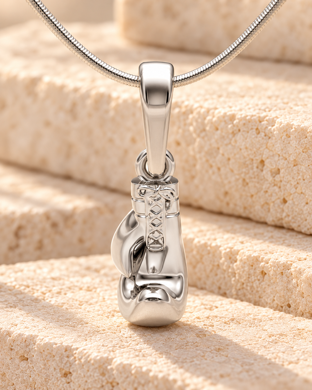 Solid 14K White Gold Boxing Glove Forever Sealed Memorial Jewelry — main — evr20048wgfs