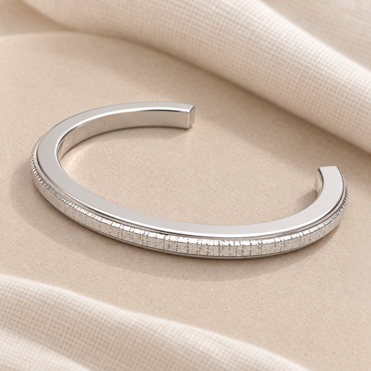 Sterling Silver Textured Cuff Forever Sealed Memorial Bracelet — alternate view — evr20046ssfs