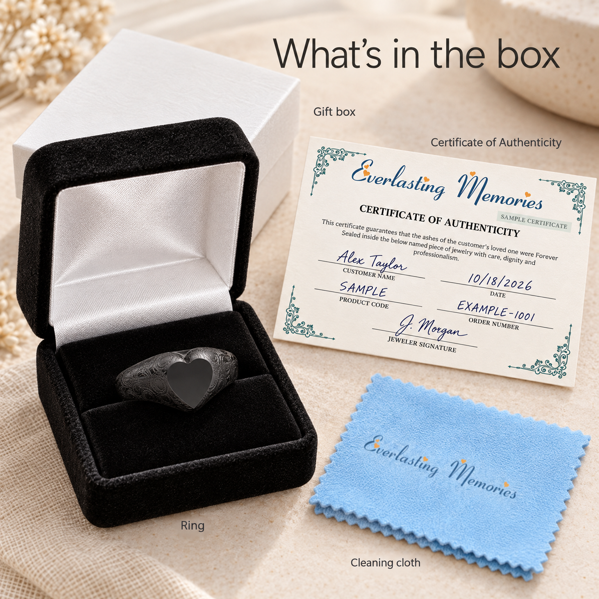 Black Signet with Pattern Forever Sealed Memorial Ring — whats in box — evr20041bfs