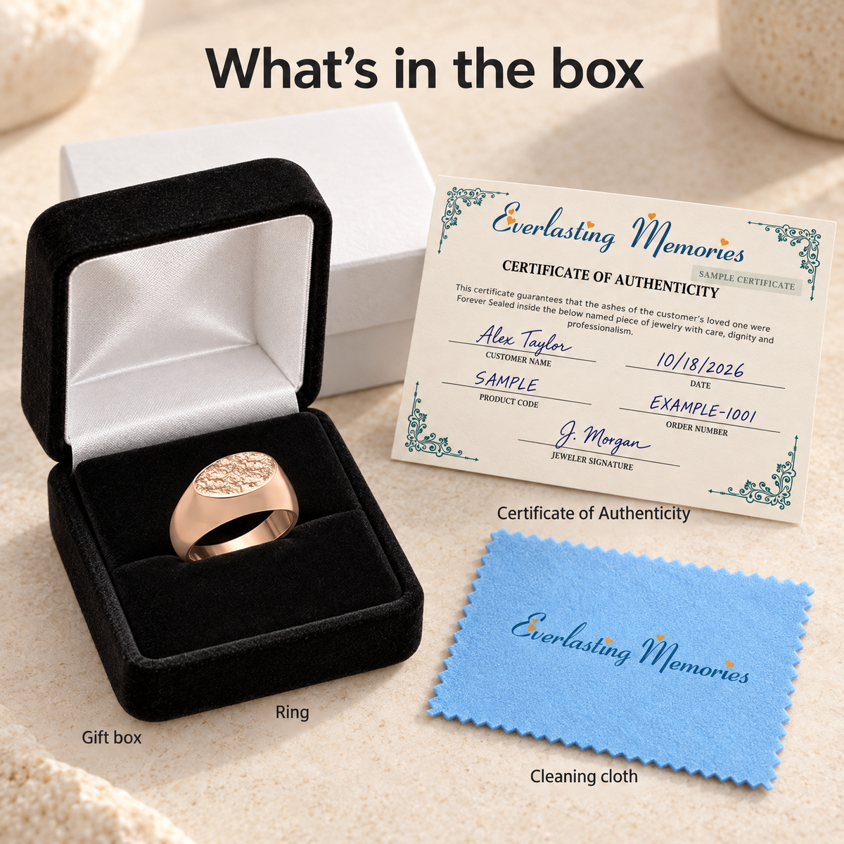 Solid 14K Rose Gold Men's Signet Forever Sealed Memorial Ring — whats in box — evr20040krgfs
