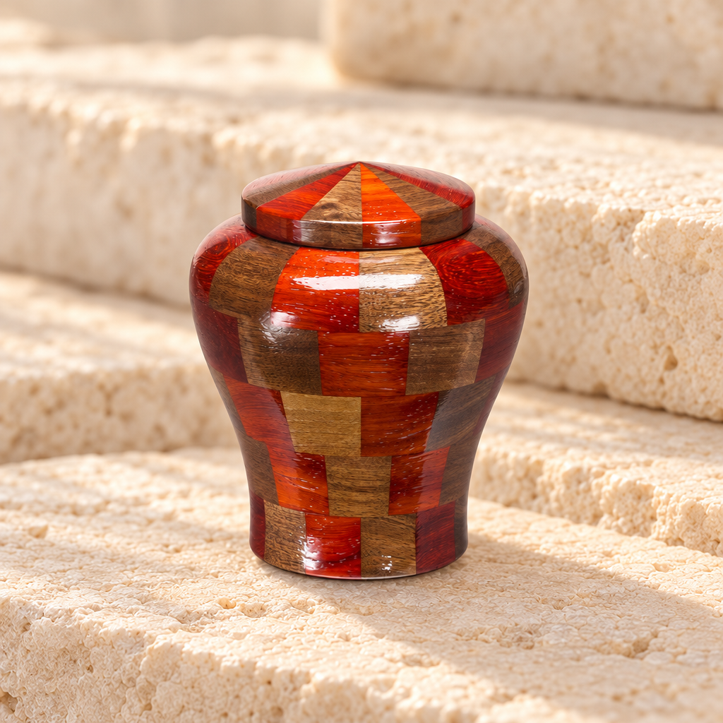 Tranquility Urn in Black Walnut & Padauk-Keepsake — main — evr5365
