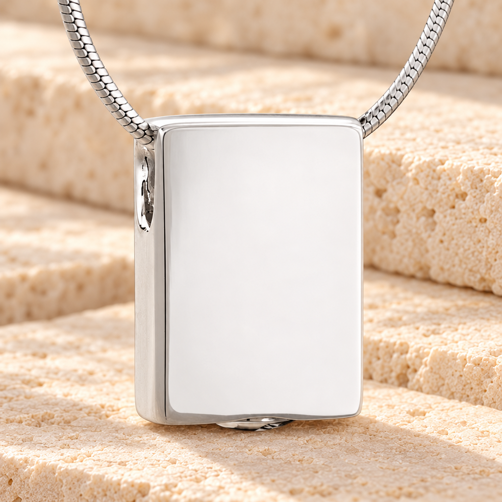 Silver Simple Rectangle Cremation Jewelry — main — evr6455ss