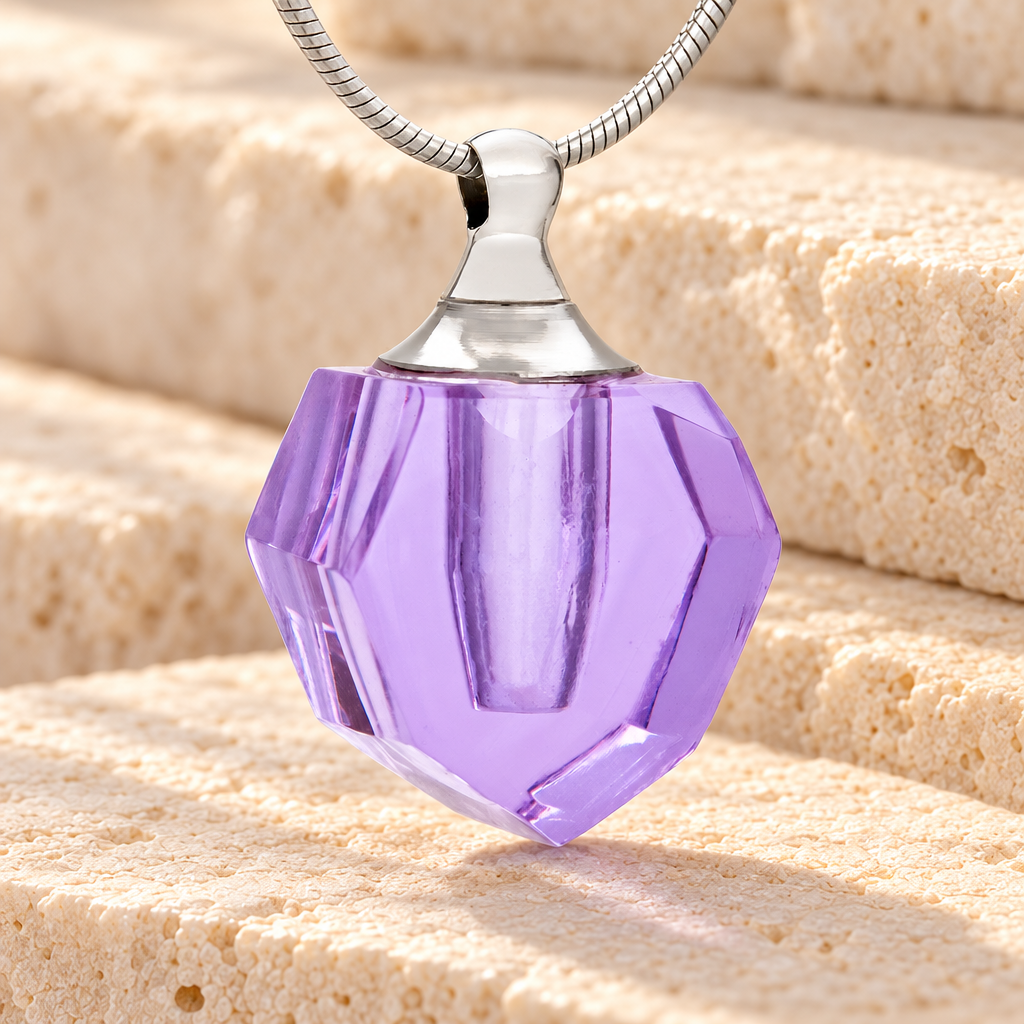 Glass Locket Violet Graceful Teardrop Jewelry Urn — main — evr2043