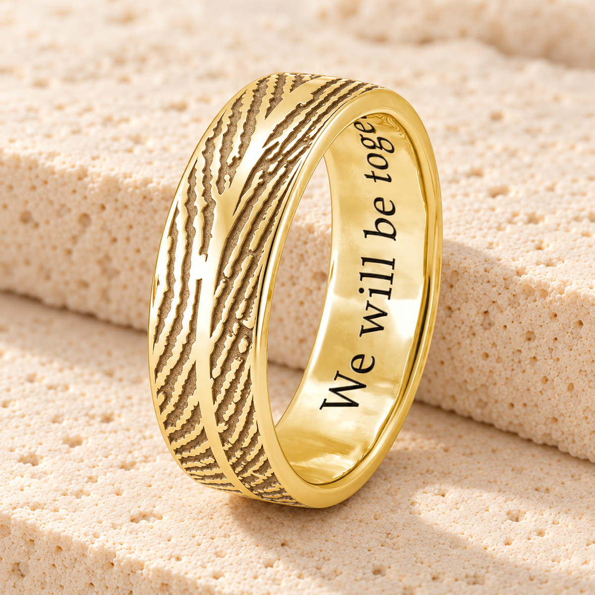 Women's Double Solid 14K Yellow Gold Fingerprint Ring — main — evr30013kg