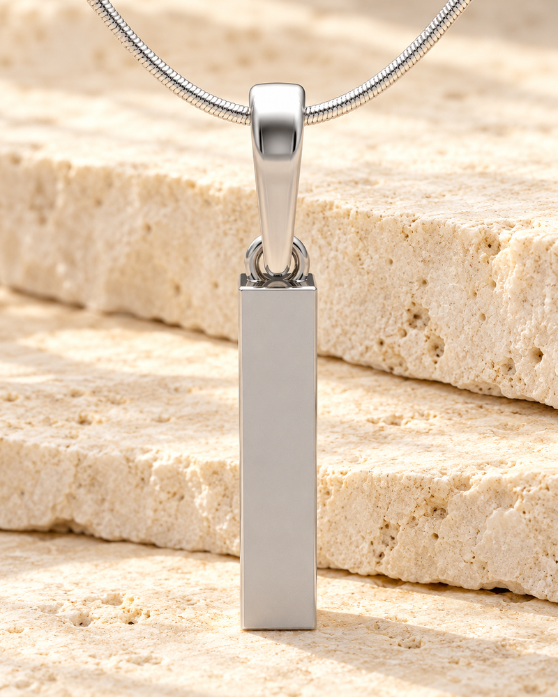 14K White Gold Faithfulness Cylinder Forever Sealed Memorial Jewelry