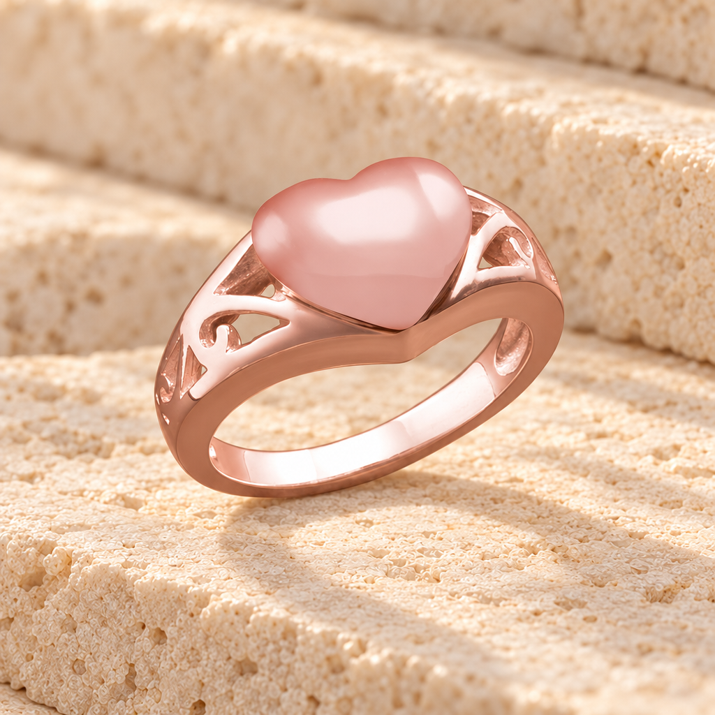 Women's 14K Rose Gold Caring Heart Ring Jewelry Urn — main product image