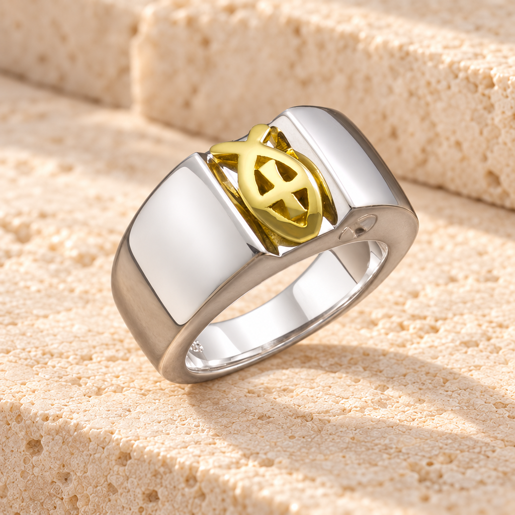 Men's 14k White Gold Worthy Ring Jewelry Urn — main product image