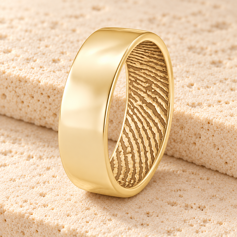 Women's Solid 14k Gold Shaped Fingerprint Ring