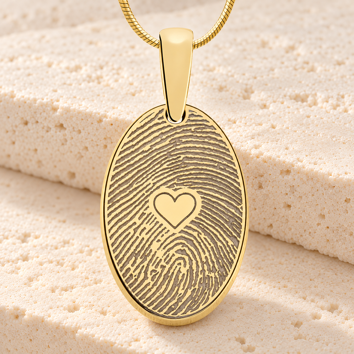 Solid 14k Gold Loved Oval Fingerprint Necklace — main — evr4823kg