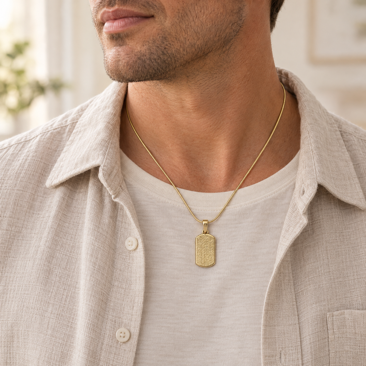 Gold Plated Dog Tag Textured Forever Sealed Memorial Jewelry — lifestyle — evr5015gfs