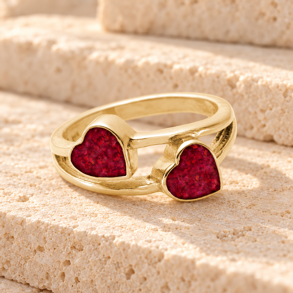 Solid 14K Gold Women's Thornley Ash Ring with Scarlet Pearl Opal — main product image