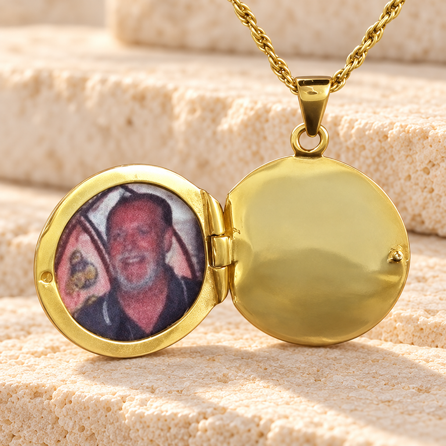 14K Gold Plated Sophisticate Round Memorial Locket