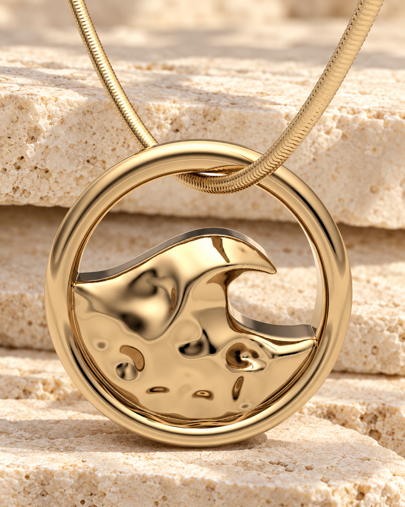 14K Gold Surf's Up Forever Sealed Memorial Jewelry