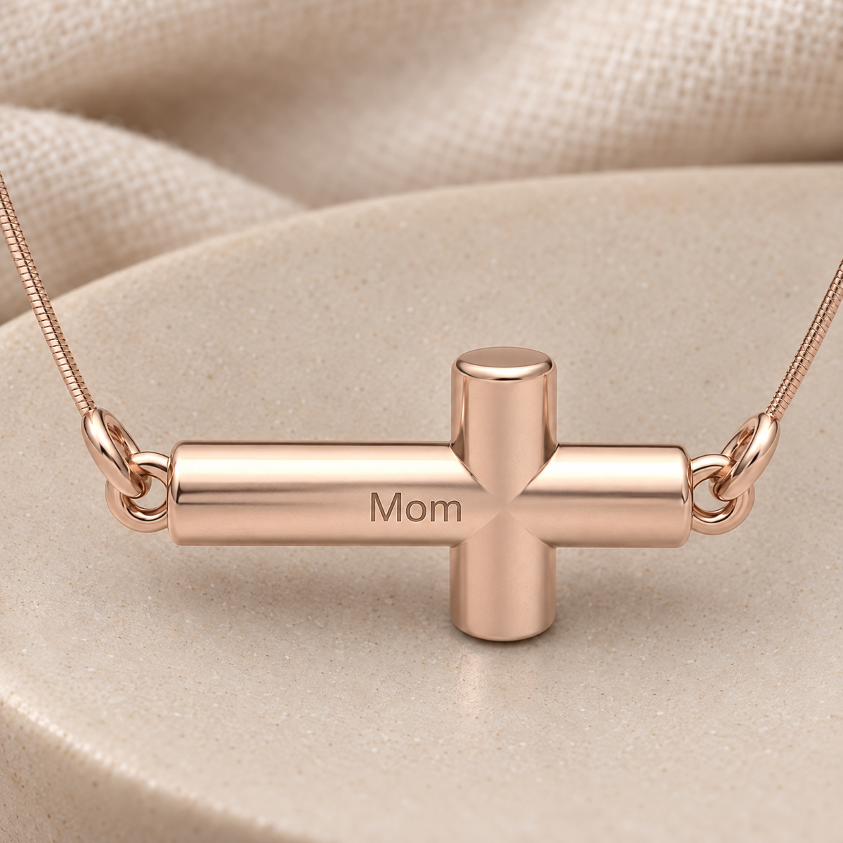 Rose Gold Plated Crossroads Forever Sealed Memorial Jewelry — rear engraving — evr20003rgfs