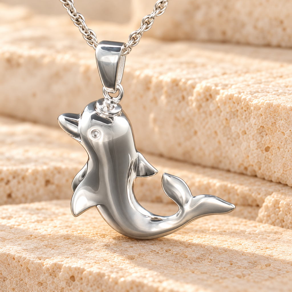 Sterling Silver Dolphin Jewlery Urn — main — evr180ss