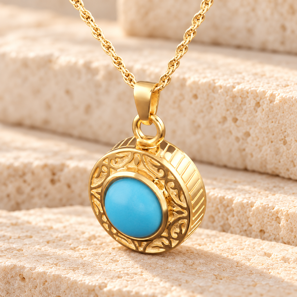 Gold Vermeil with Turquoise Urn Keepsake — main — evr804tqg