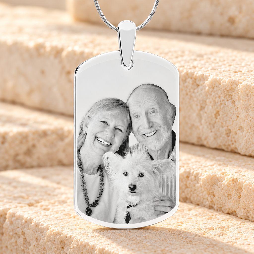 Large Dog Tag Photo Engraved Stainless Pet Keepsake — main — evr6558s