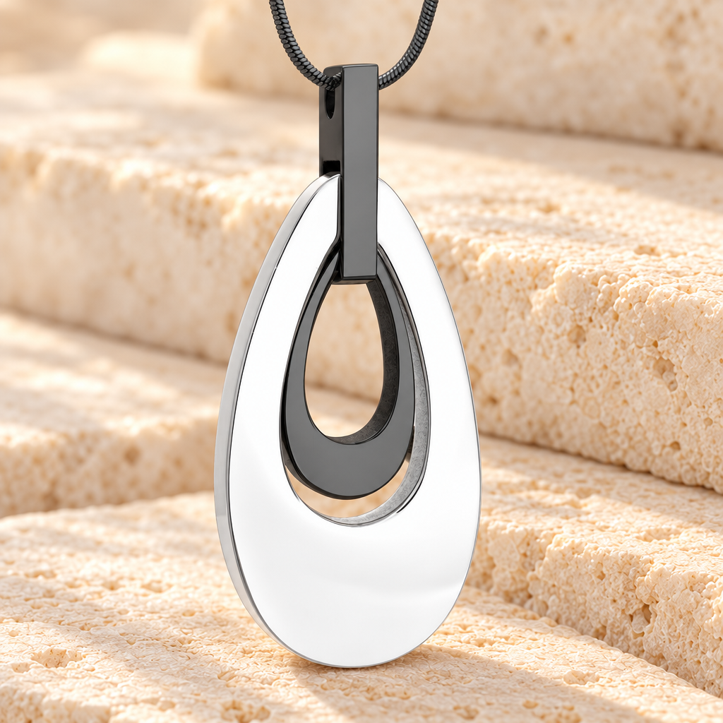 Silver and Black Drop of Hope Cremation Jewelry — main — evr1508sbl