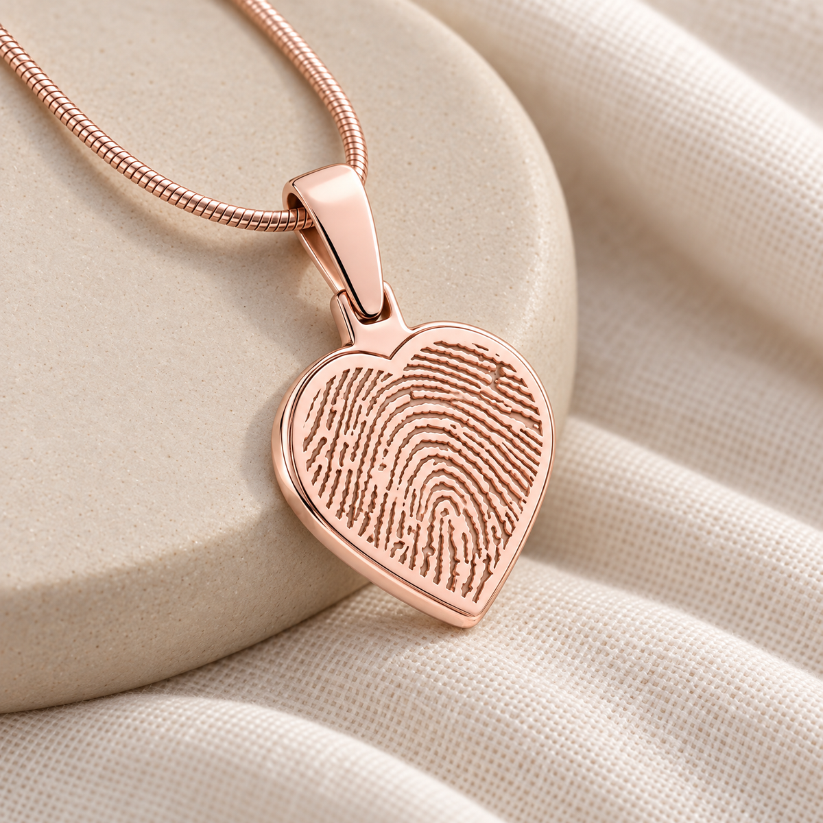 Heart Rose Gold Plated Fingerprint Necklace — alternate view — evr4728rg