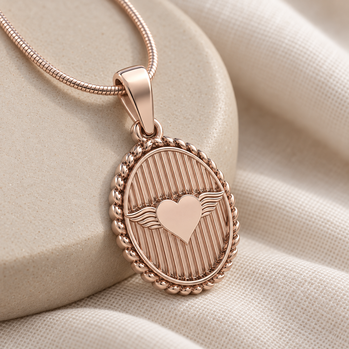 Rose Gold Plated At Heart Oval Forever Sealed Memorial Jewelry — alternate view — evr20009rgfs