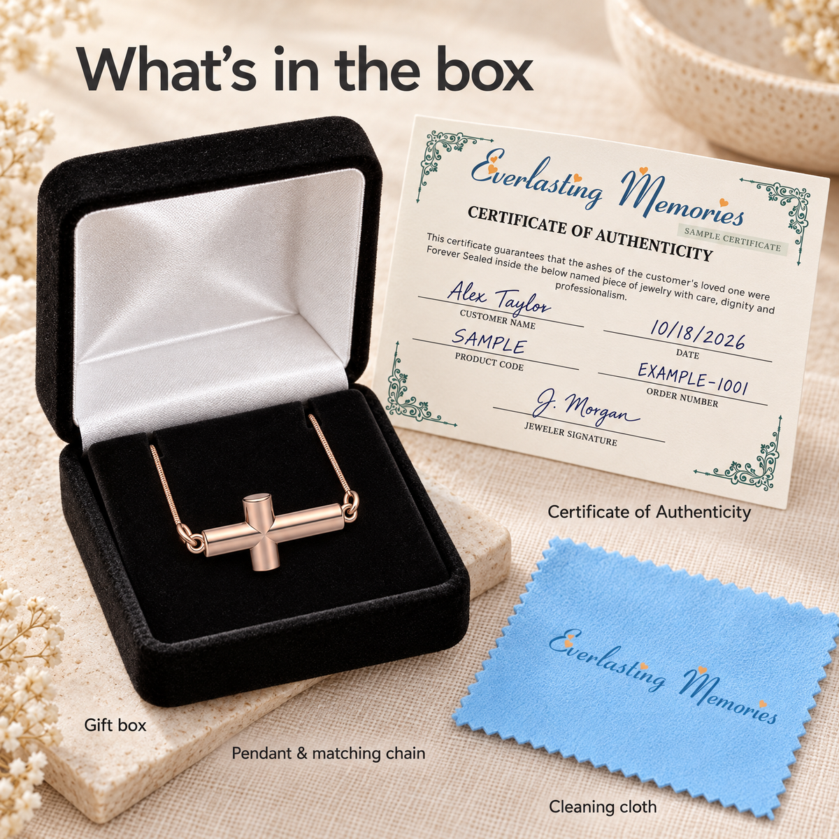 Rose Gold Plated Crossroads Forever Sealed Memorial Jewelry — whats in box — evr20003rgfs