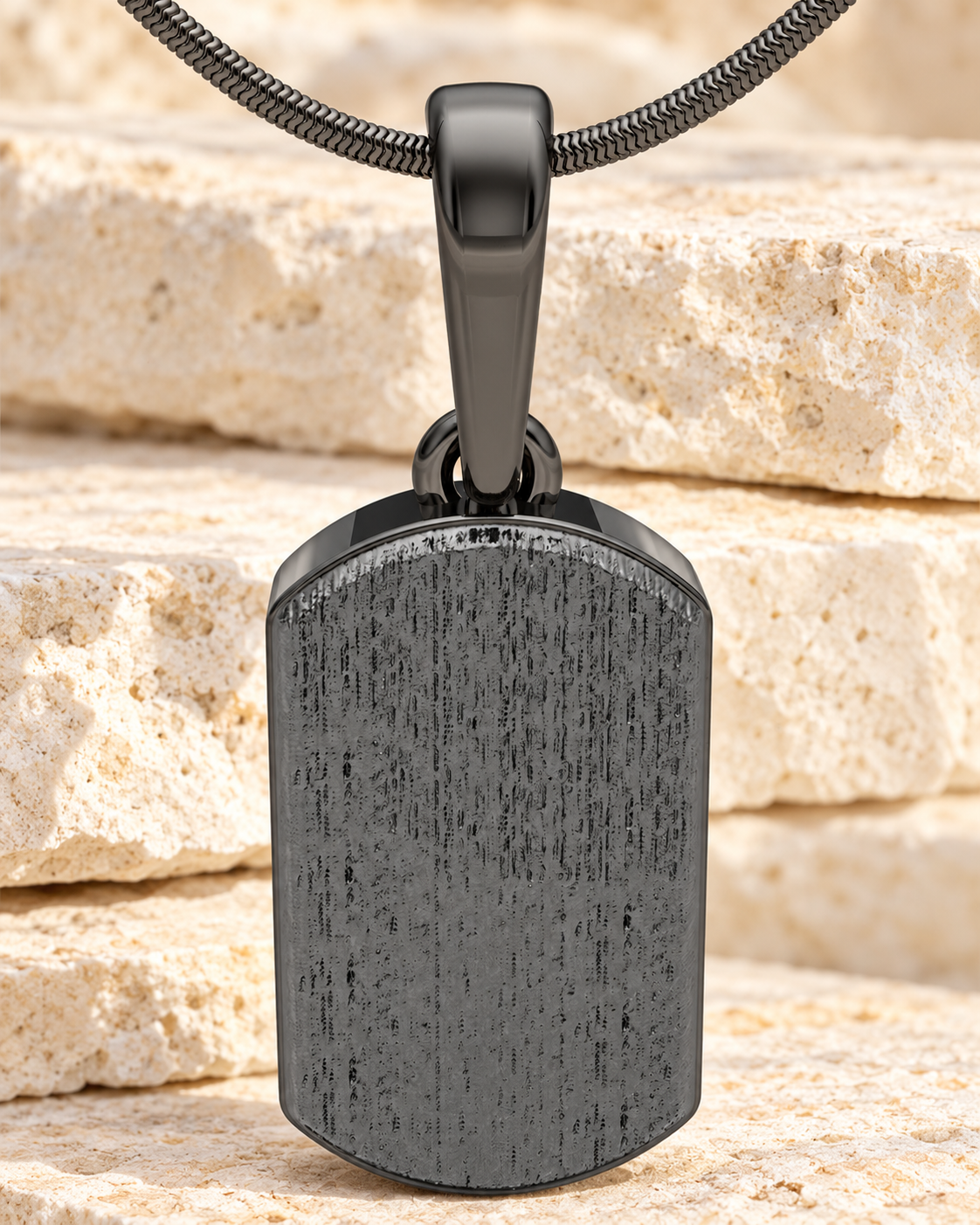 Black Plated Dog Tag Textured Forever Sealed Memorial Jewelry — main — evr5015blfs