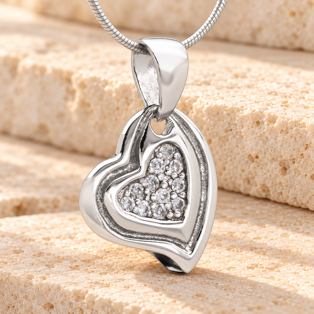 Silver Delighted Heart Cremation Jewelry — main — evr6471ss