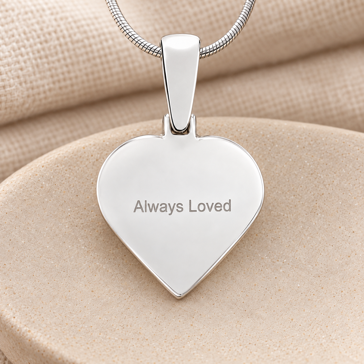 Heart Sterling Silver Fingerprint Necklace — rear engraving — evr4728ss