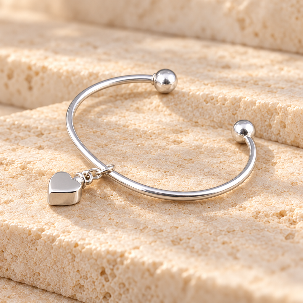 Sterling Silver Small Heart Cremation Bracelet — main — evr6013ss