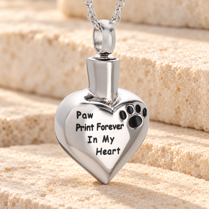 Stainless Steel Stamped Heart Pet Pendant Keepsake