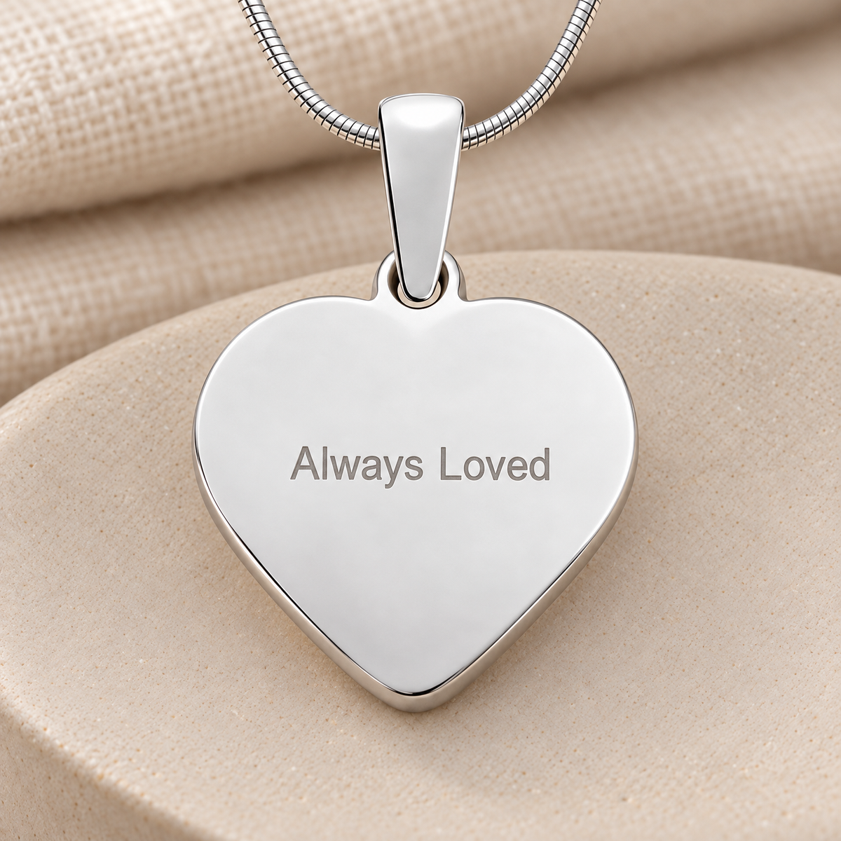 Sterling Silver Color Me Blue Heart Fingerprint Necklace — rear engraving — evr4831s