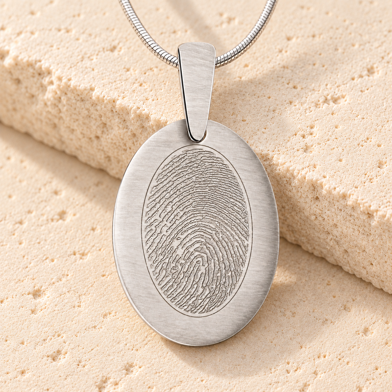 Stainless Steel Mirror Image Fingerprint Necklace