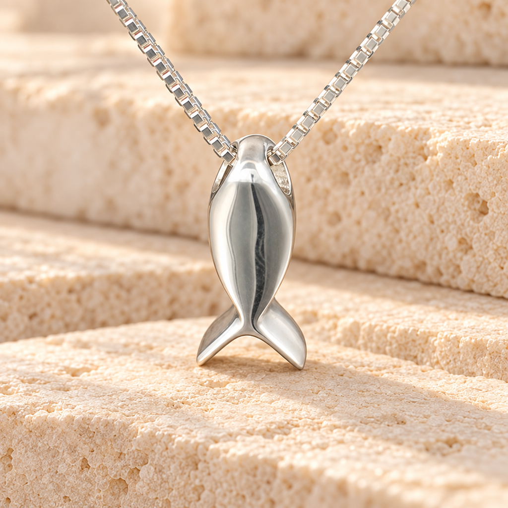 Sterling Silver Fishy Funeral Jewelry — main — evr919ss